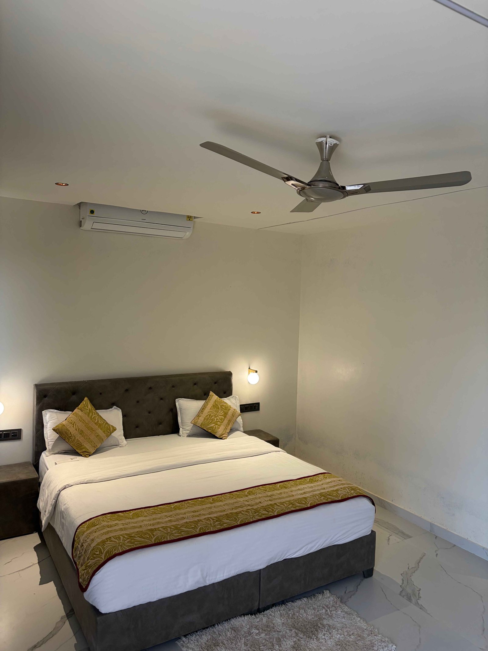 Manicured garden pathways leading through the estate